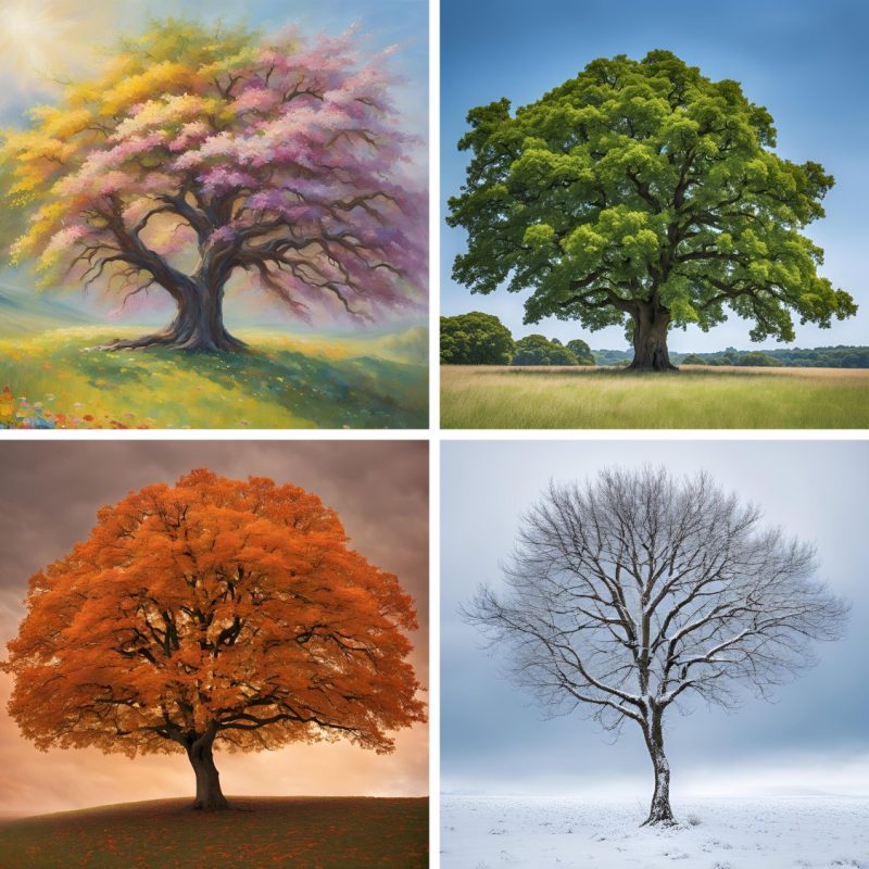 The Deeper Learning A tree growing through different seasons, shown in quarters