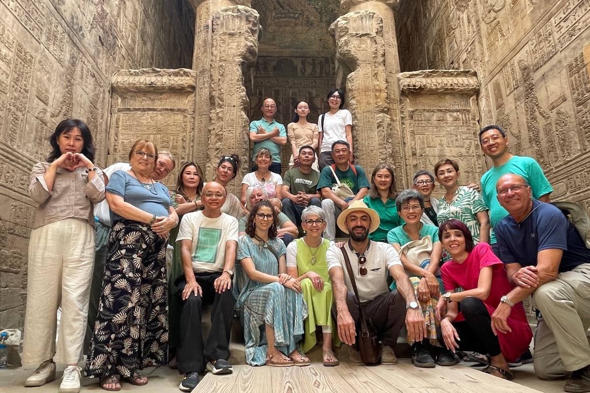 Spiritual Tour to Egypt temple of Hathor, Dendera Spiritual Tour to Egypt group photo, temple of Hathor, Dendera