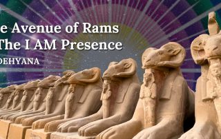 Avenue of Rams in Luxor, Egypt with I Am Presence & cosmos in the background